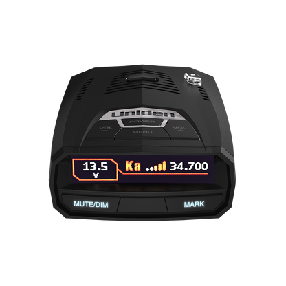 Uniden R4w radar detector with front centered screen shown on a clean background