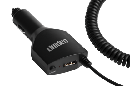 Uniden R7 power supply closeup with USB port for phone charging